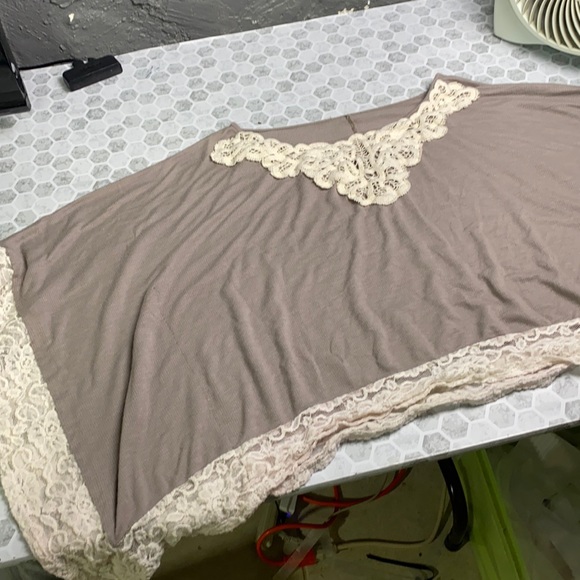 Tops - Poncho Style Brown Lace Wide Top